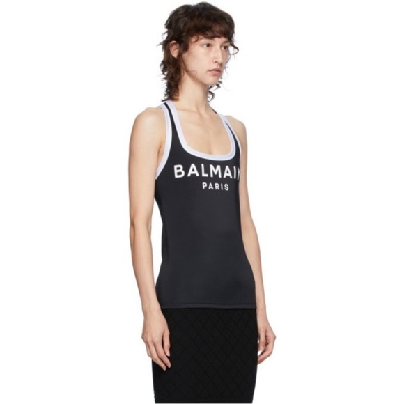 Balmain Black Racerback Tank Top size 42 NWT $399
